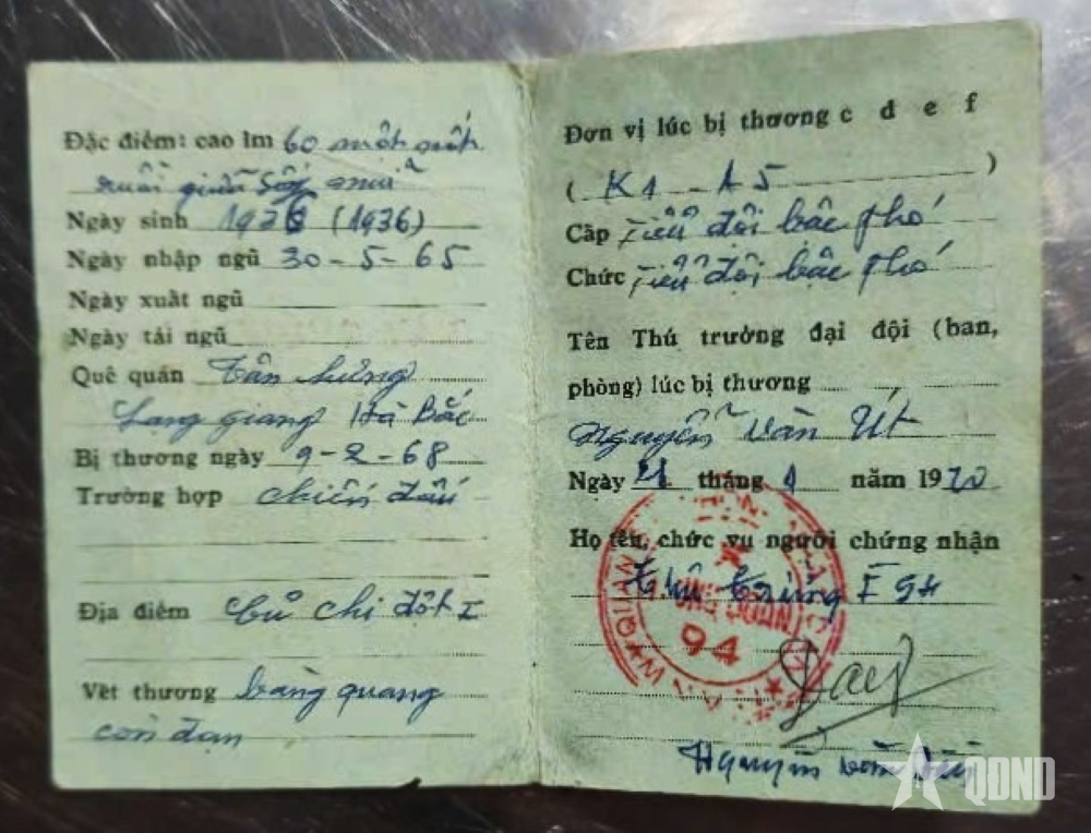 Những kỷ vật lưu giữ thông tin liệt sĩ Hoàng Văn Tính